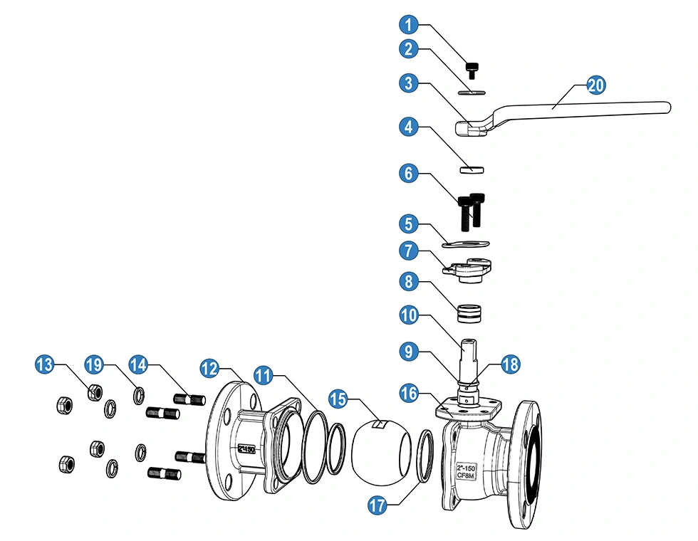 ANSI Class 150 Flanged Ball Valve with ISO 5211 Base for Actuator